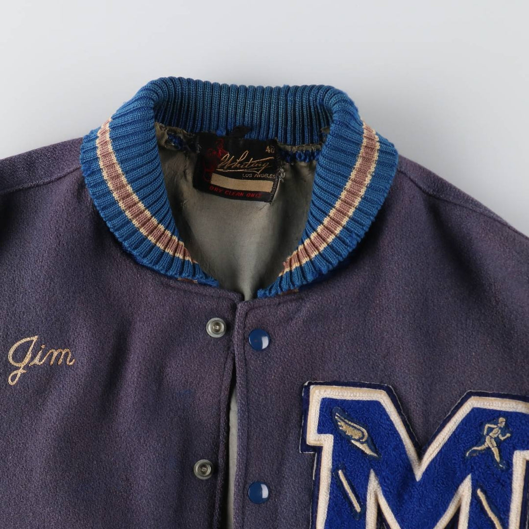 60'S Whiting Wool Stadium Jacket Award Jacket Varsity Jacket Men's M Size Vintage /evb009443