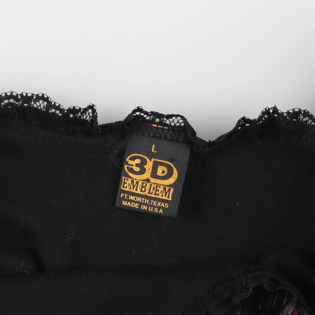 80'S Harley Davidson 3D EMBLEM Skull Pattern Cropped Tank Top Women's Size L Vintage polyester black type Vintage Second Hand