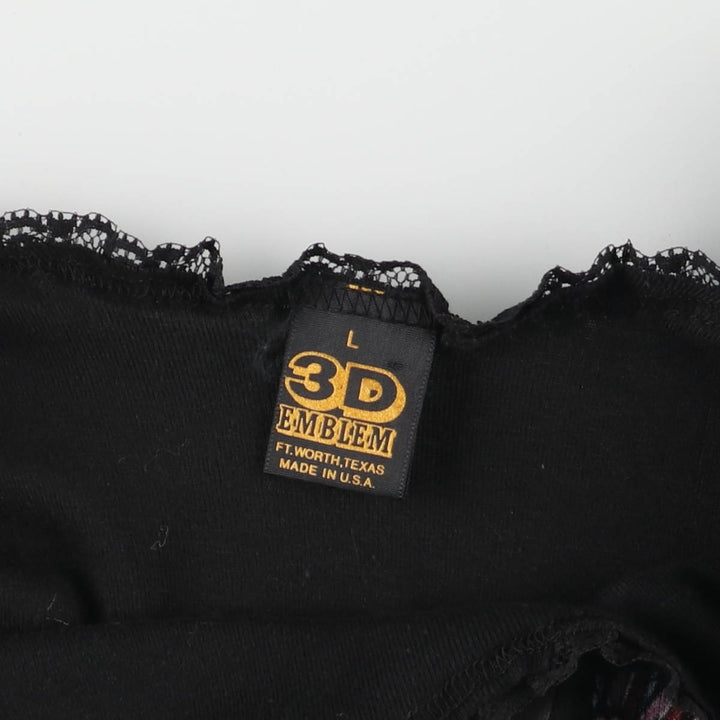 80'S Harley Davidson 3D EMBLEM Skull Pattern Cropped Tank Top Women's Size L Vintage polyester black type Vintage Second Hand
