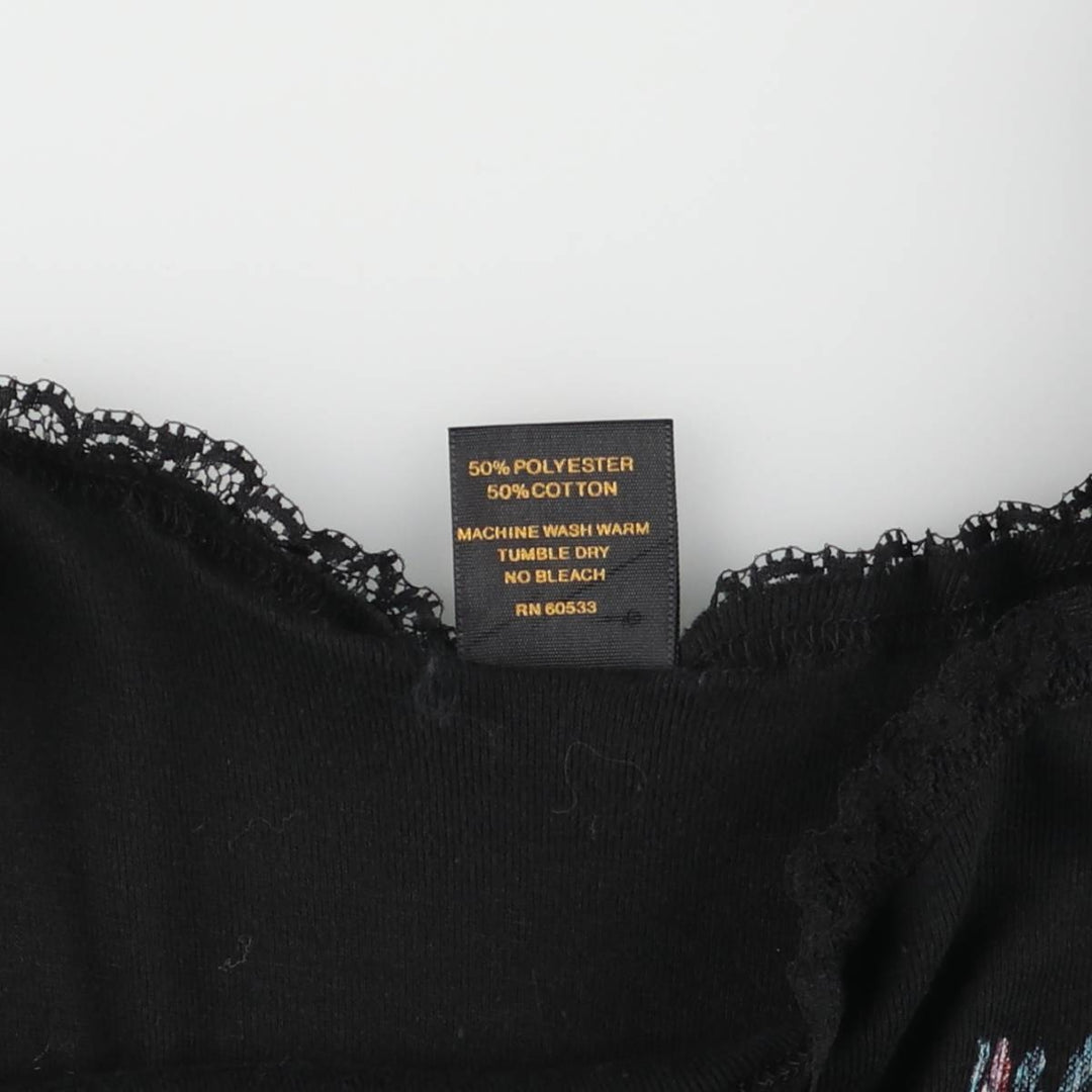 80'S Harley Davidson 3D EMBLEM Skull Pattern Cropped Tank Top Women's Size L Vintage polyester black type Vintage Second Hand