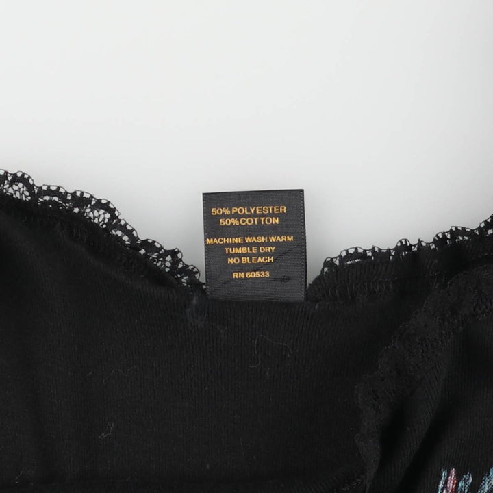 80'S Harley Davidson 3D EMBLEM Skull Pattern Cropped Tank Top Women's Size L Vintage polyester black type Vintage Second Hand