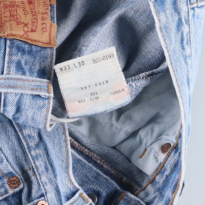 90'S Levi's 501-0193 Straight Denim Pants Made in USA Men's W32 Vintage cotton blue type Vintage Second Hand