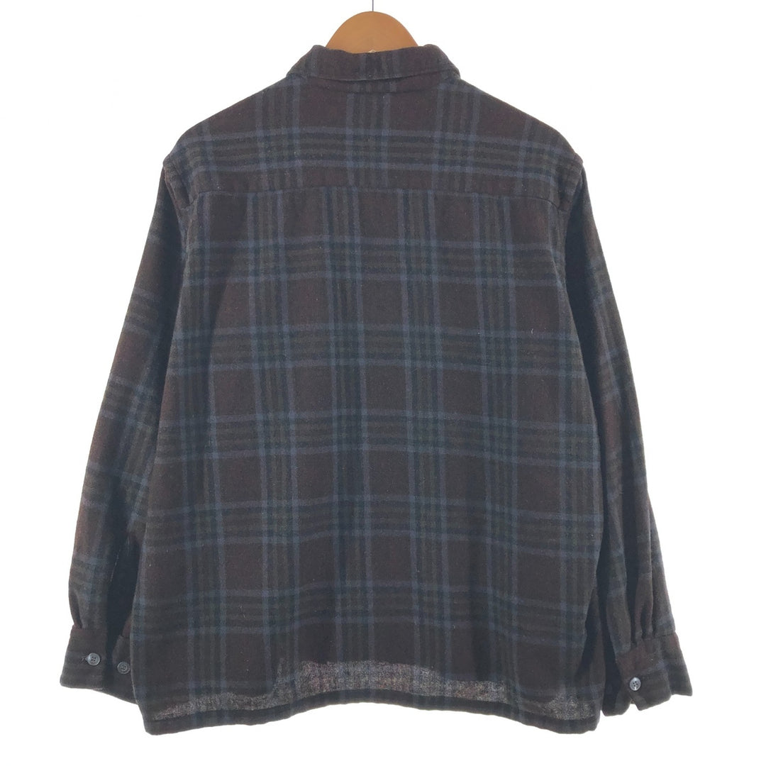 60's Brewster Blackwatch Check Wool Box Shirt Made in Japan Men's XL /evb009538