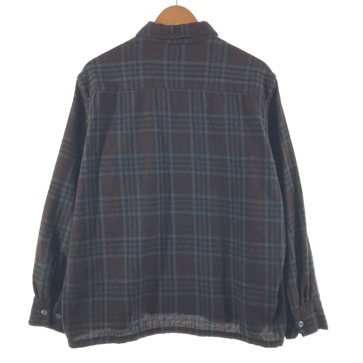 60's Brewster Blackwatch Check Wool Box Shirt Made in Japan Men's XL /evb009538