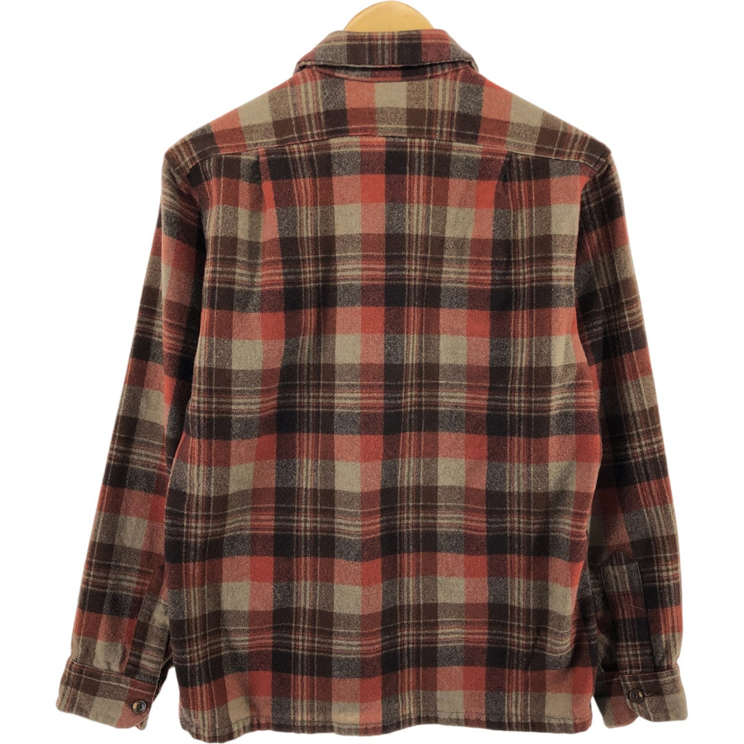 70'S Pendleton Board Shirt Check Pattern Wool Box Shirt Made in USA Men's M Size Vintage /evb009540