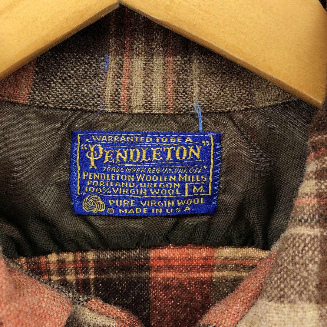 70'S Pendleton Board Shirt Check Pattern Wool Box Shirt Made in USA Men's M Size Vintage /evb009540