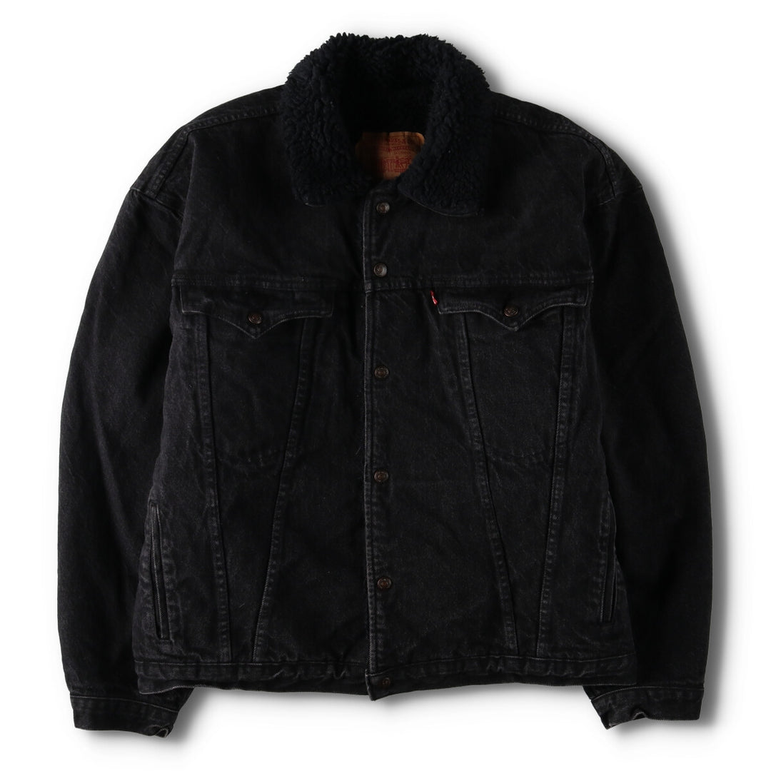90'S Levi's 75543-0260 Black Denim Boa Jacket Made in Canada Men's XL Vintage /evb009545