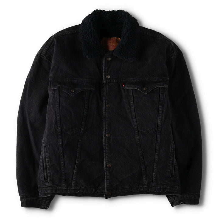90'S Levi's 75543-0260 Black Denim Boa Jacket Made in Canada Men's XL Vintage /evb009545
