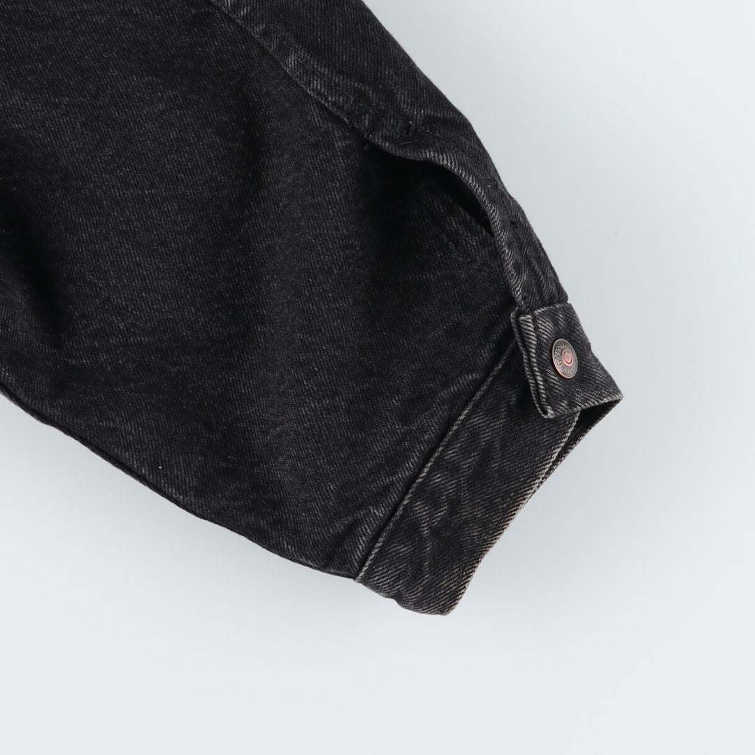 90'S Levi's 75543-0260 Black Denim Boa Jacket Made in Canada Men's XL Vintage /evb009545