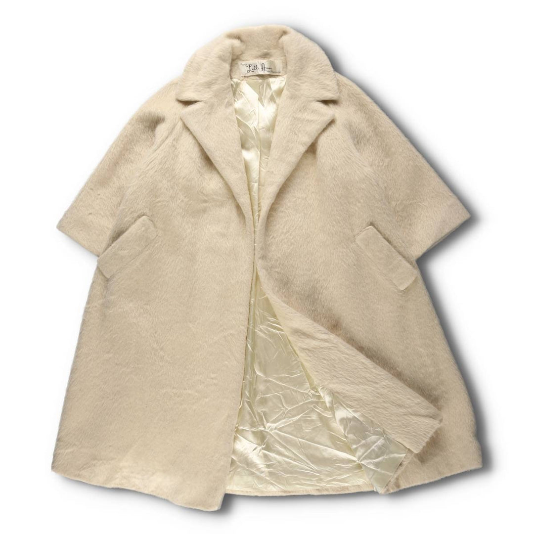 Lilli Ann Shaggy 3/4 Sleeve Long Coat Women's Size L Vintage /evb009605