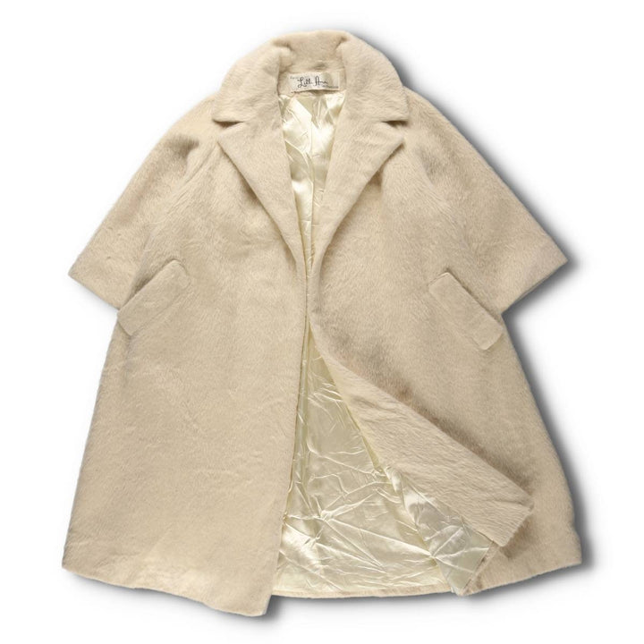 Lilli Ann Shaggy 3/4 Sleeve Long Coat Women's Size L Vintage /evb009605