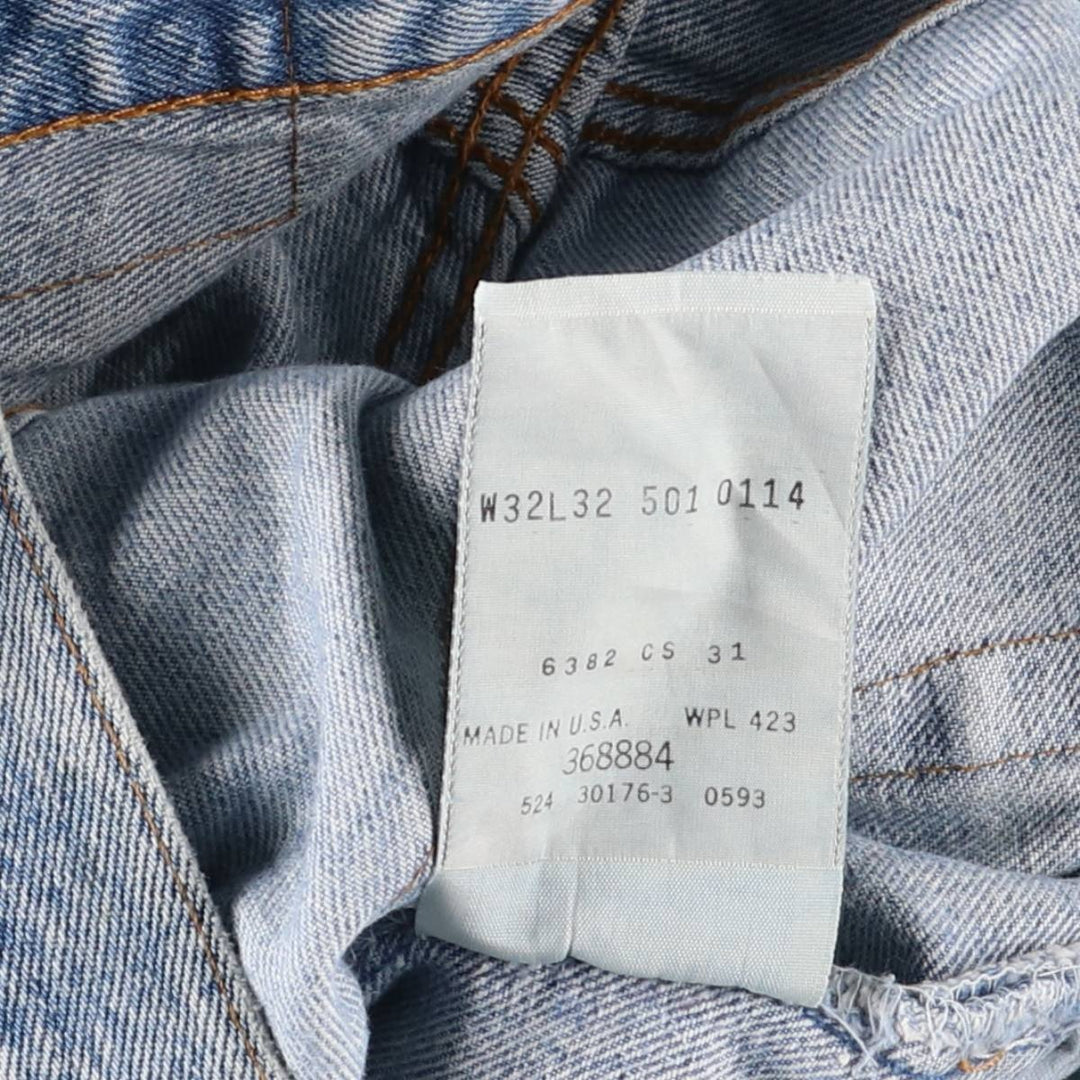 90'S Levi's 501-0114 Straight Denim Pants Made in USA Men's W31 Vintage cotton Blue type light blue Vintage Second Hand