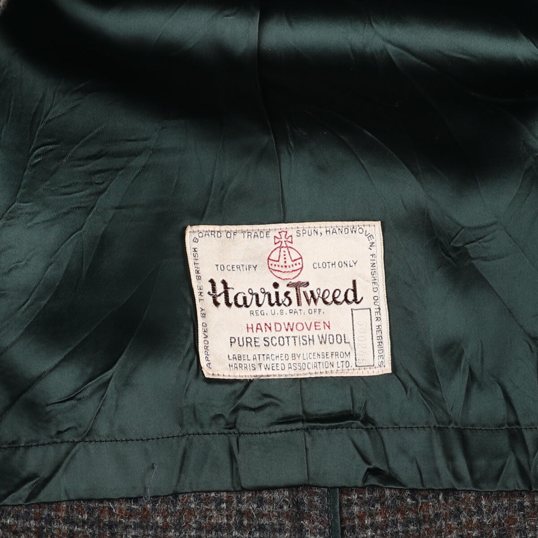 70'S Harris Tweed Wool Chesterfield Coat, Men's Size L, Vintage /evb009725