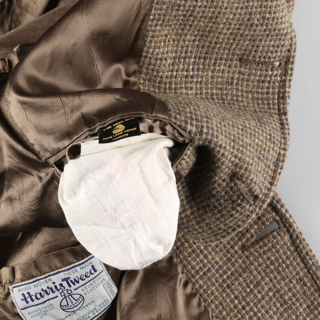 House of Rockey Harris Tweed Wool Long Coat Men's S Size /evb009758