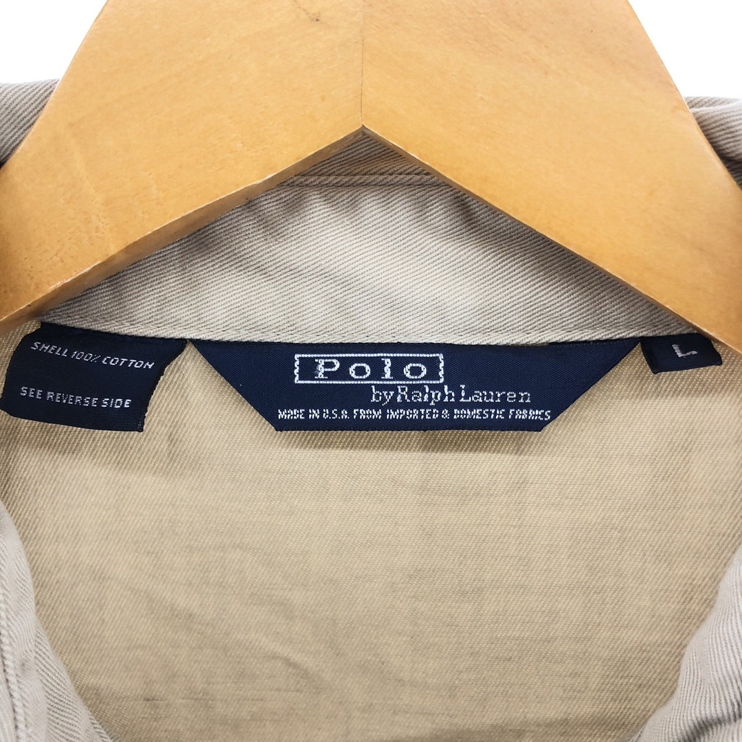 90'S Polo by Ralph Lauren swing top sports jacket, made in the USA, men's size L, vintage cotton Beige type Vintage Second Hand