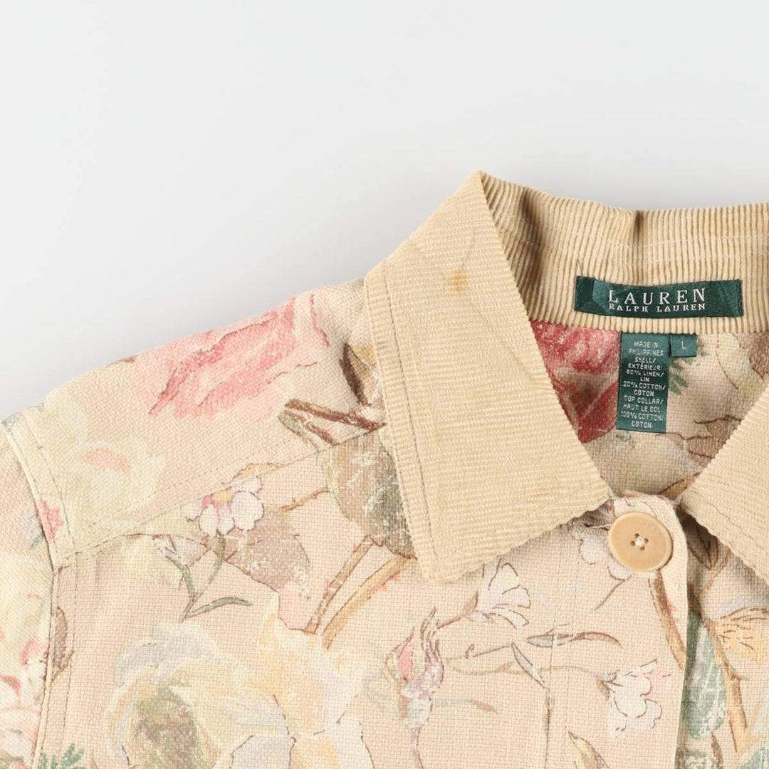 Ralph Lauren LAUREN Floral linen jacket for women, size L /evb009813