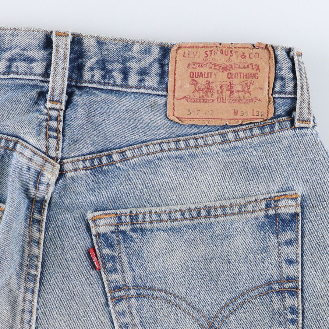 Levi's 517-0216 Euro model bootcut denim pants made in the UK, men's w30 equivalent cotton Blue type light blue Vintage Second Hand