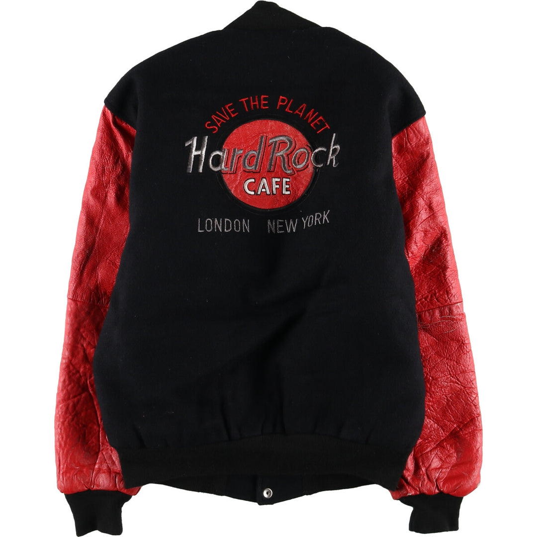 STORMIN NORMAN PRODUTIONS Hard Rock Cafe Leather Wool Buttoned Varsity Jacket for Men (S) /evb009906