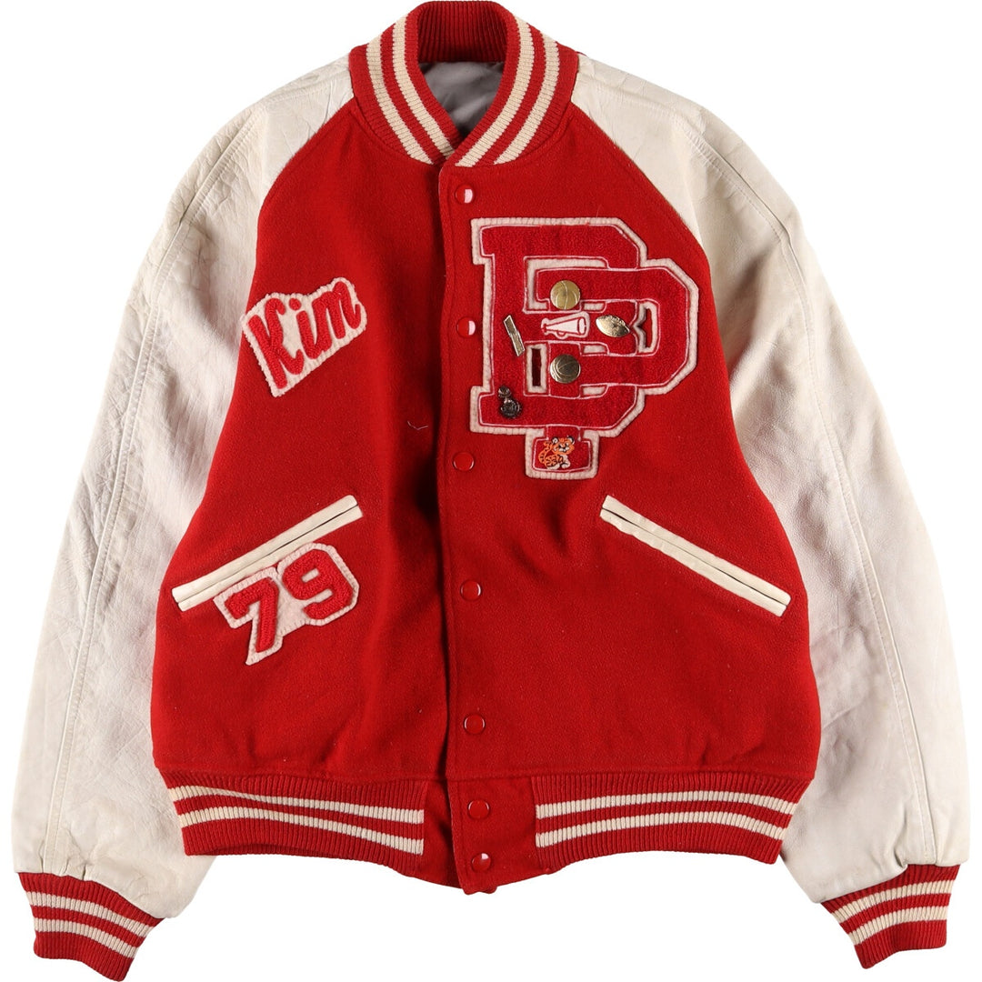 60s-70'S BUTWIN Leather Sleeve Wool Varsity Jacket Award Jacket Varsity Jacket Men's L Size Vintage /evb009908