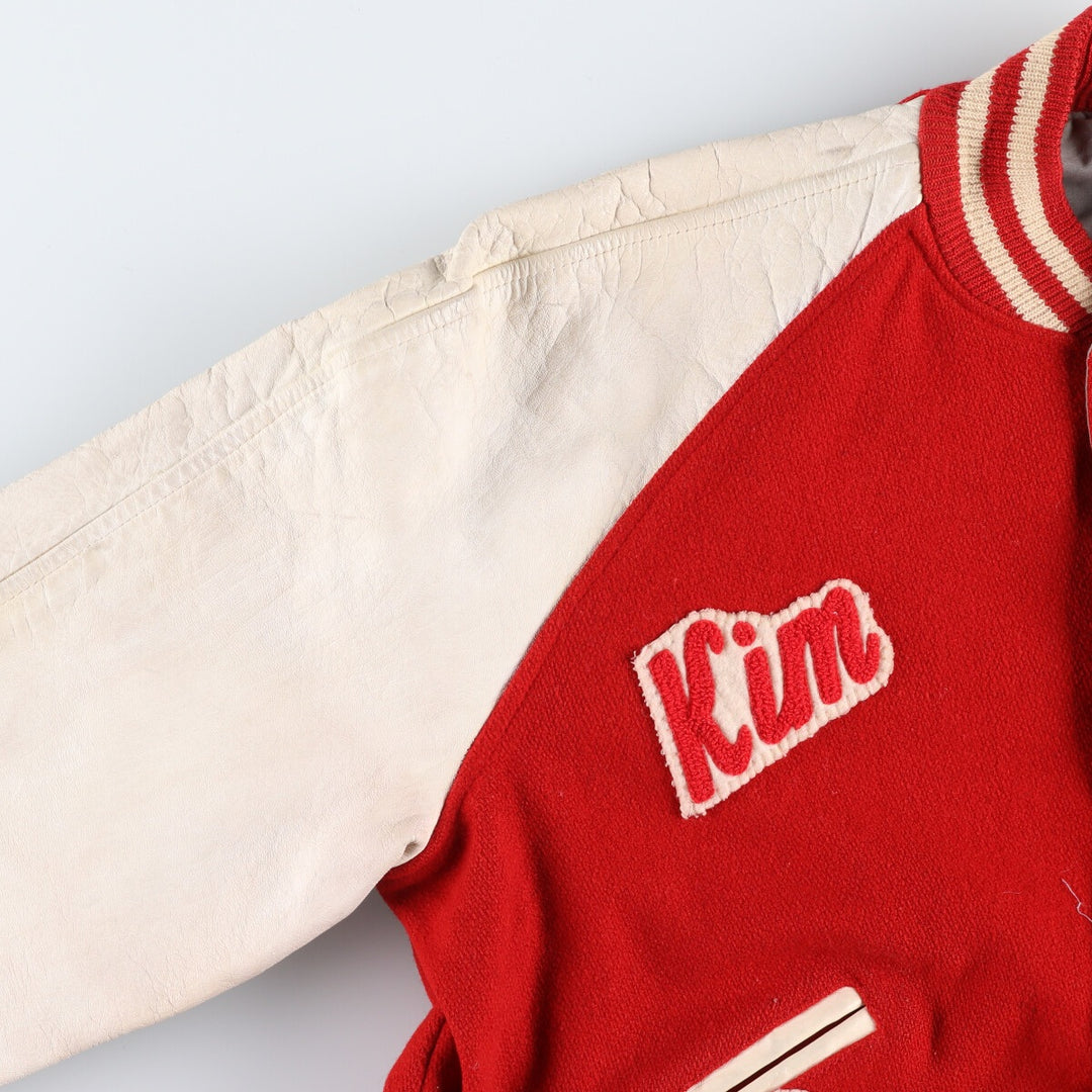 60s-70'S BUTWIN Leather Sleeve Wool Varsity Jacket Award Jacket Varsity Jacket Men's L Size Vintage /evb009908