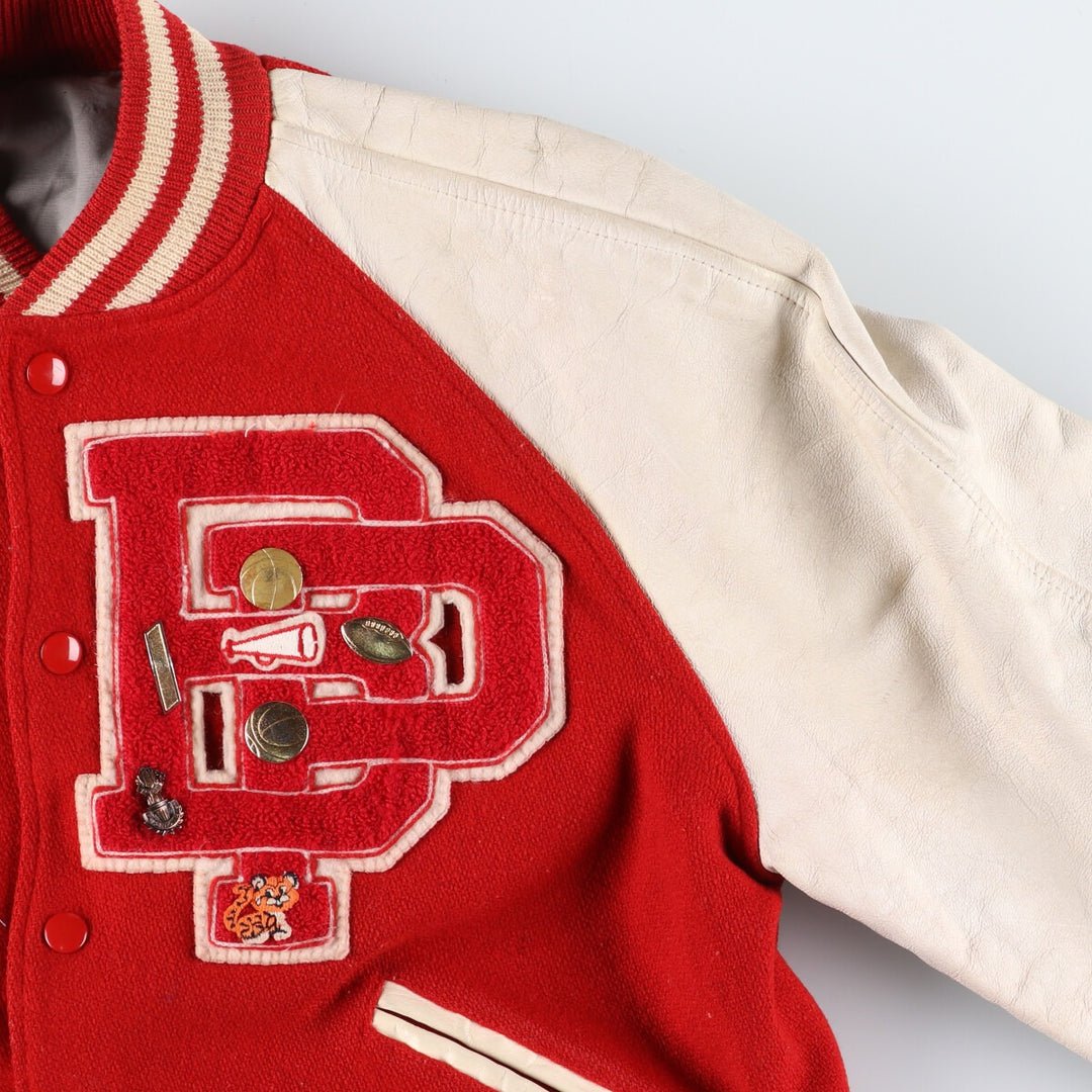 60s-70'S BUTWIN Leather Sleeve Wool Varsity Jacket Award Jacket Varsity Jacket Men's L Size Vintage /evb009908