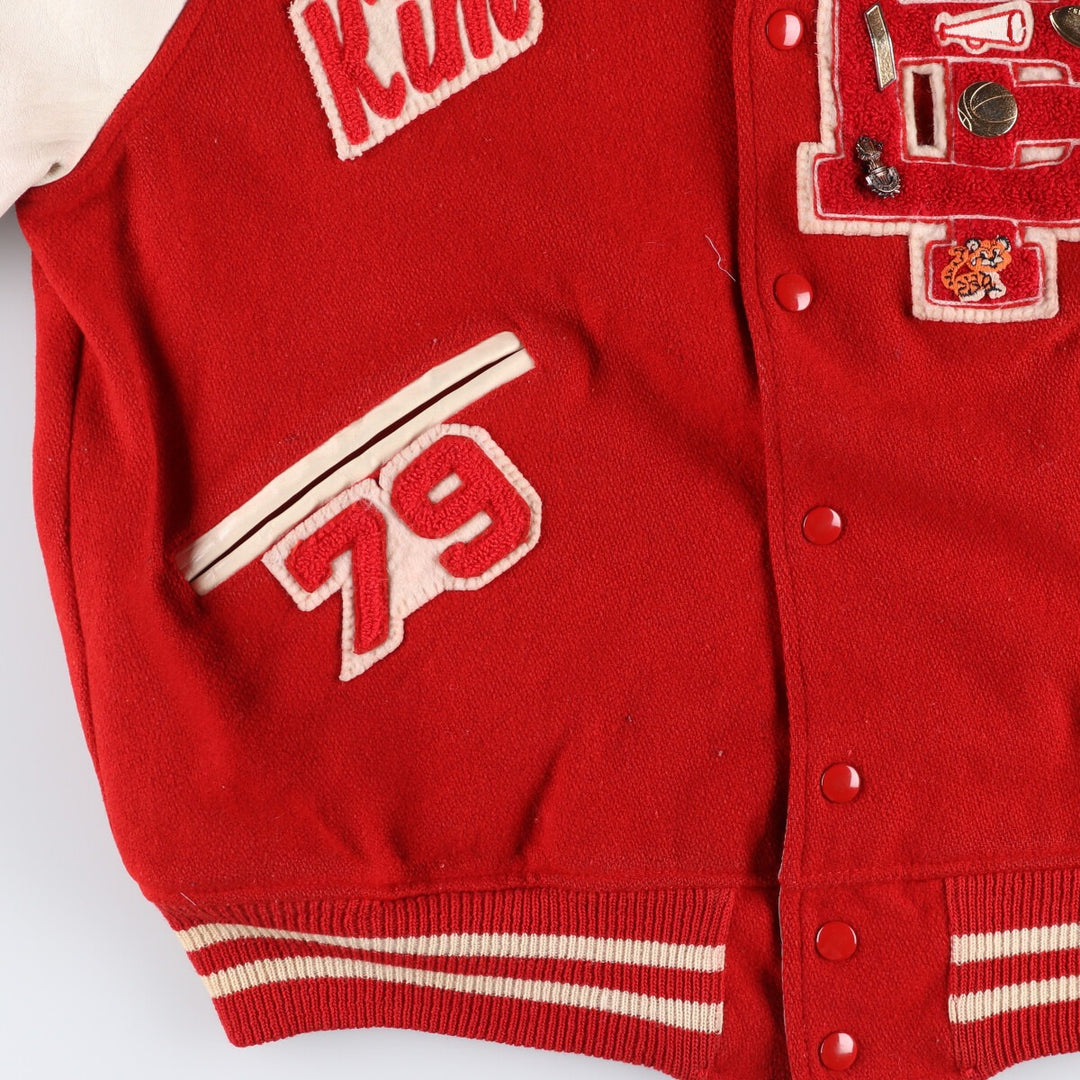 60s-70'S BUTWIN Leather Sleeve Wool Varsity Jacket Award Jacket Varsity Jacket Men's L Size Vintage /evb009908