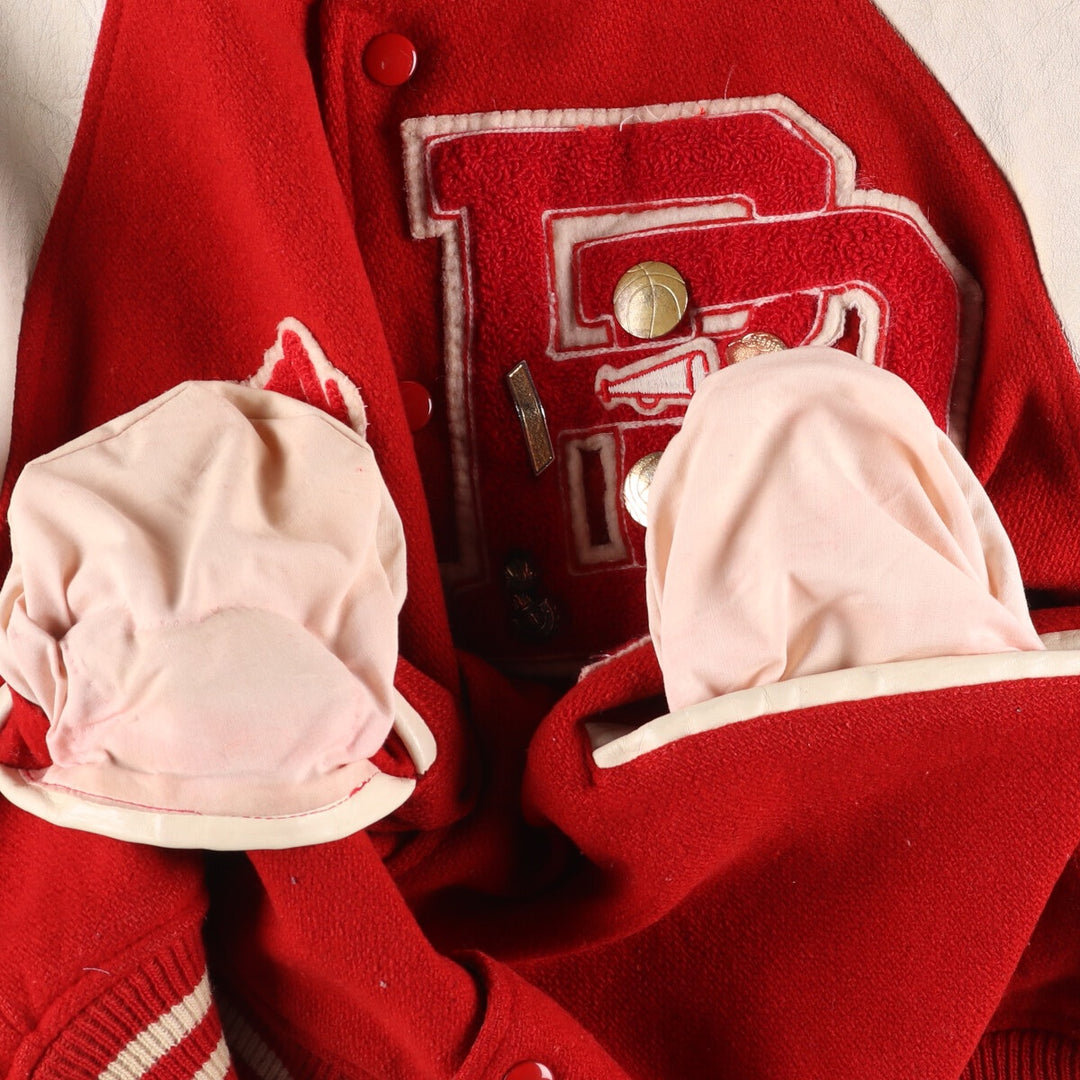 60s-70'S BUTWIN Leather Sleeve Wool Varsity Jacket Award Jacket Varsity Jacket Men's L Size Vintage /evb009908