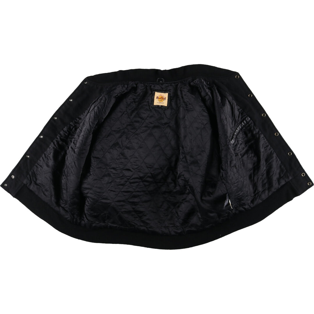 90'S Hard Rock Cafe Padded Sleeve Leather Acrylic x Wool Button Varsity Jacket Men's M Size /evb009909