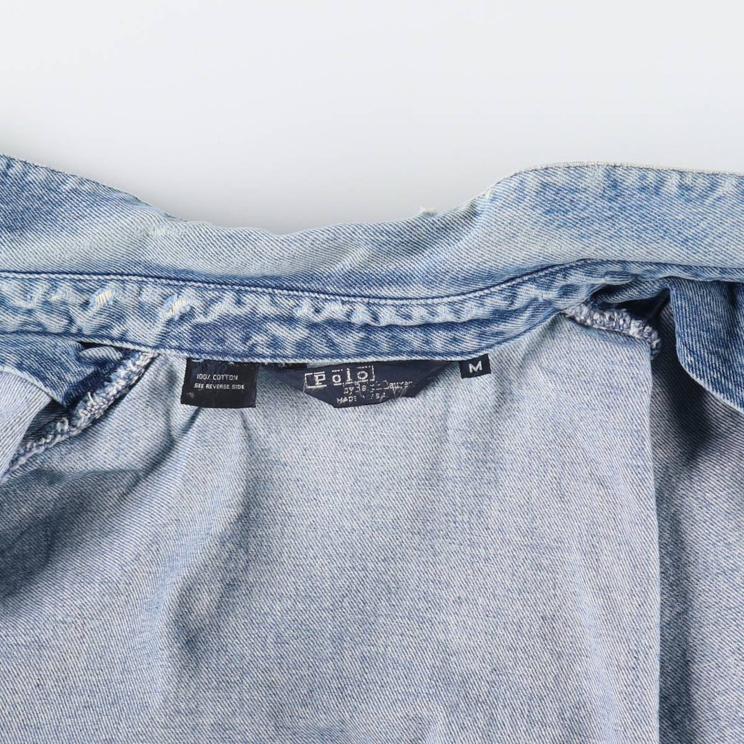 90'S Polo by Ralph Lauren denim swing top sports jacket made in USA men's size M vintage /evb009965