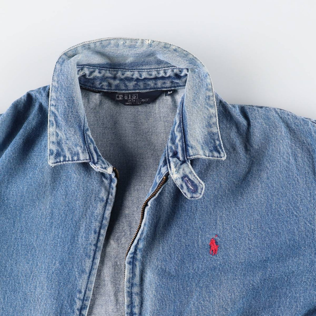 90'S Polo by Ralph Lauren denim swing top sports jacket made in USA men's size M vintage /evb009965