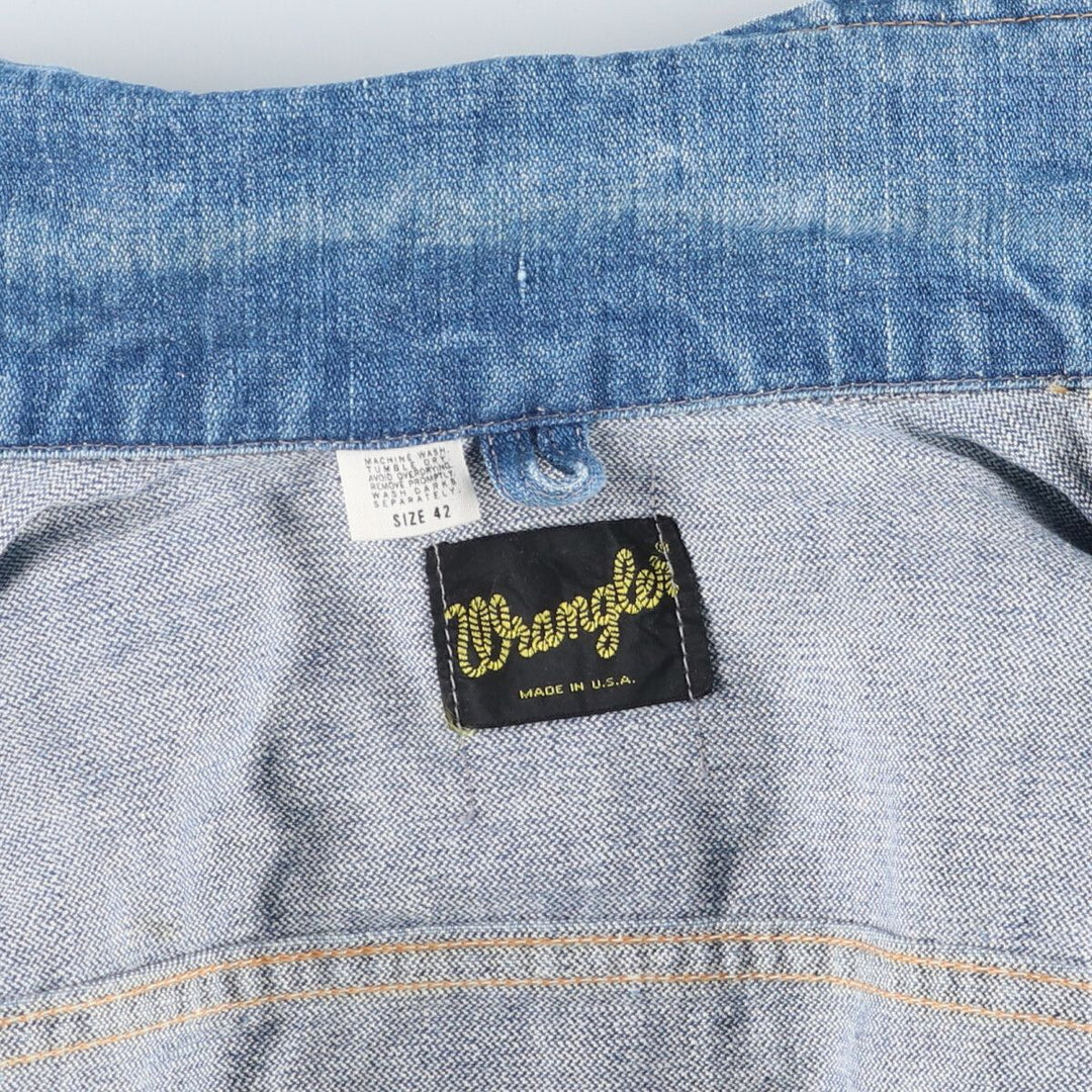 Vintage 70'S Wrangler black tag denim jacket, made in USA, size S, men's size /evb009977