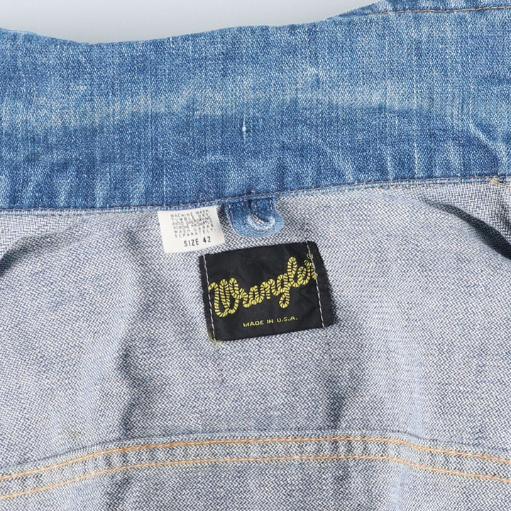 Vintage 70'S Wrangler black tag denim jacket, made in USA, size S, men's size /evb009977