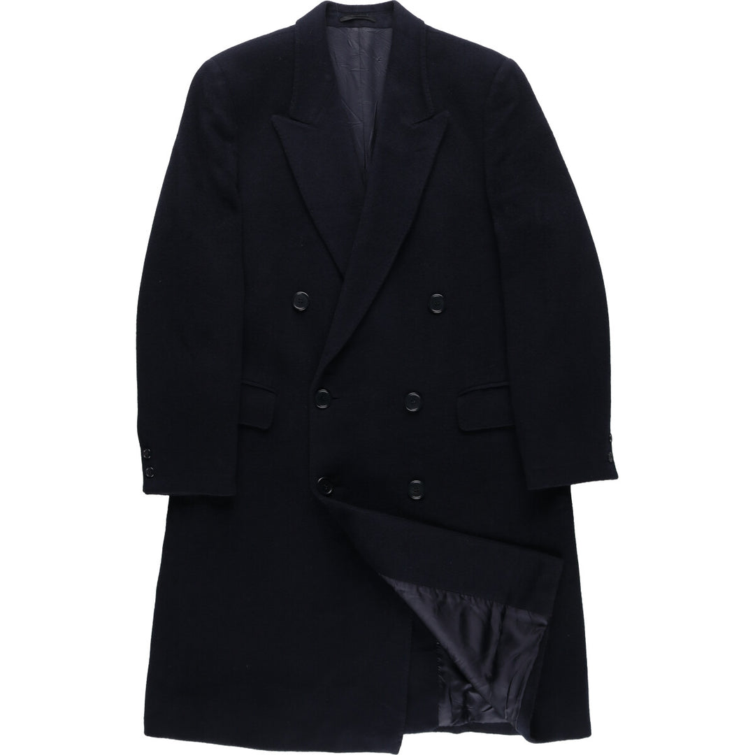 Yves Saint Laurent Double-breasted Peaked Lapel Wool Chesterfield Coat Made in Spain Men's L size /evb010076