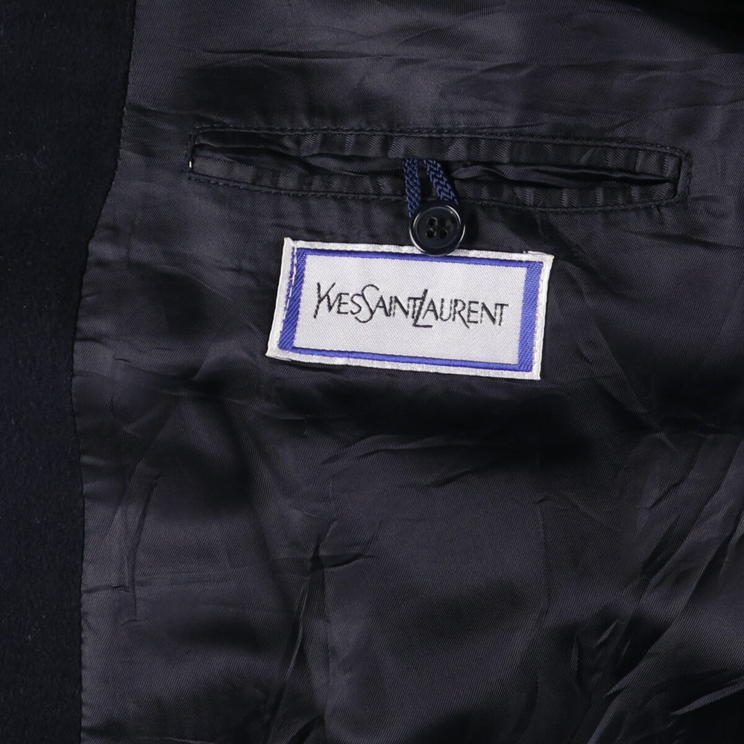 Yves Saint Laurent Double-breasted Peaked Lapel Wool Chesterfield Coat Made in Spain Men's L size /evb010076