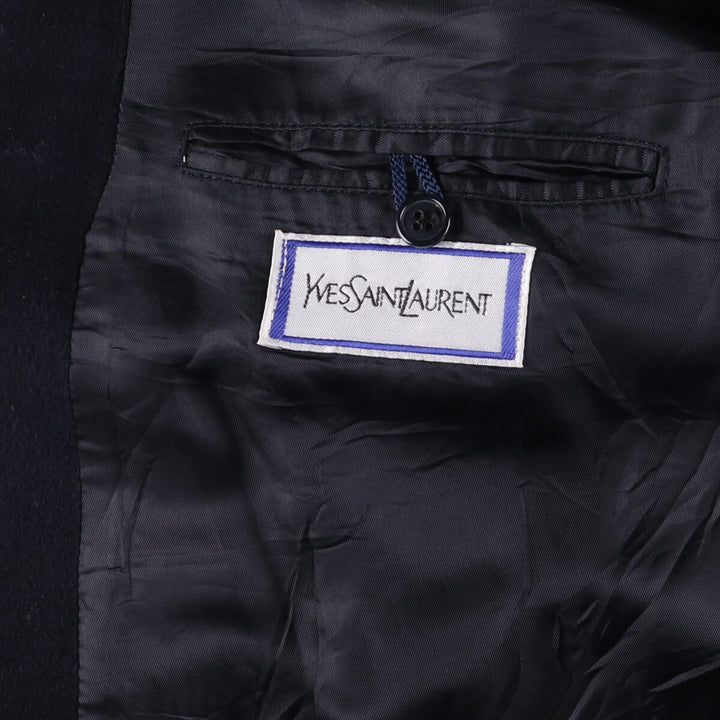 Yves Saint Laurent Double-breasted Peaked Lapel Wool Chesterfield Coat Made in Spain Men's L size /evb010076