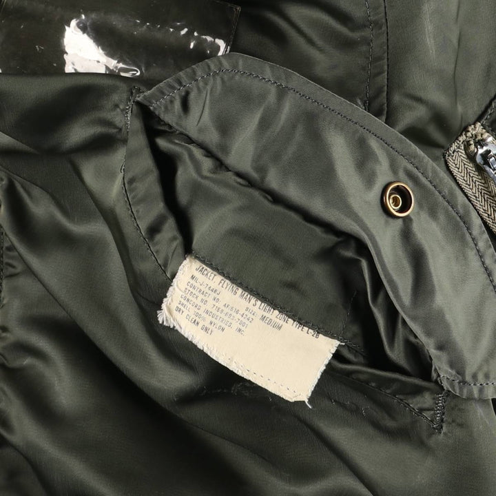 1960'S US Military L-2B Military Flight Jacket MEDIUM Men's M Nylon Khaki type Vintage Second Hand