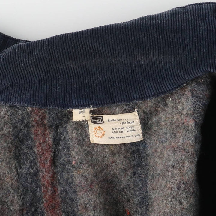 Dark blue 60s-70'S Sears ROEBUCK denim coverall made in USA, men's size L, vintage unclear blue type Vintage Second Hand