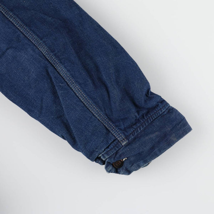 Dark blue 60s-70'S Sears ROEBUCK denim coverall made in USA, men's size L, vintage unclear blue type Vintage Second Hand