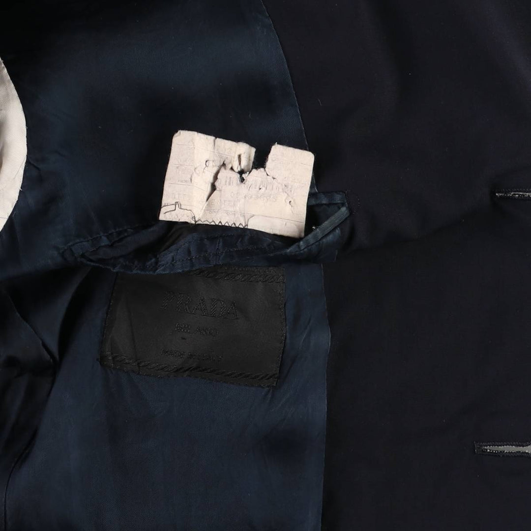 ~90'S PRADA PRADA MILANO Tailored Jacket Made in Italy Men's L size unclear navy blue type Vintage Second Hand