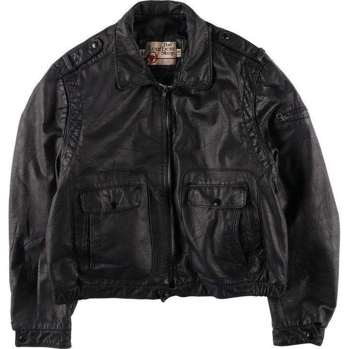 70'S Sears THE LEARHER SHOP Leather Blouson Type Made in USA Men's L Size Vintage unknown black type Vintage Second Hand
