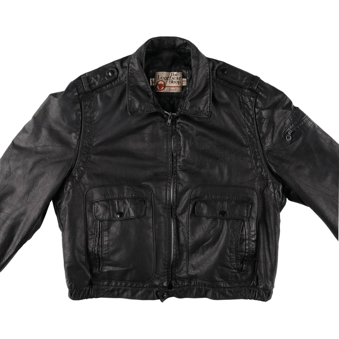 70'S Sears THE LEARHER SHOP Leather Blouson Type Made in USA Men's L Size Vintage unknown black type Vintage Second Hand
