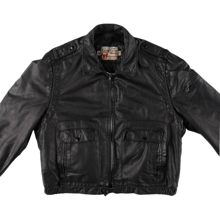 70'S Sears THE LEARHER SHOP Leather Blouson Type Made in USA Men's L Size Vintage unknown black type Vintage Second Hand