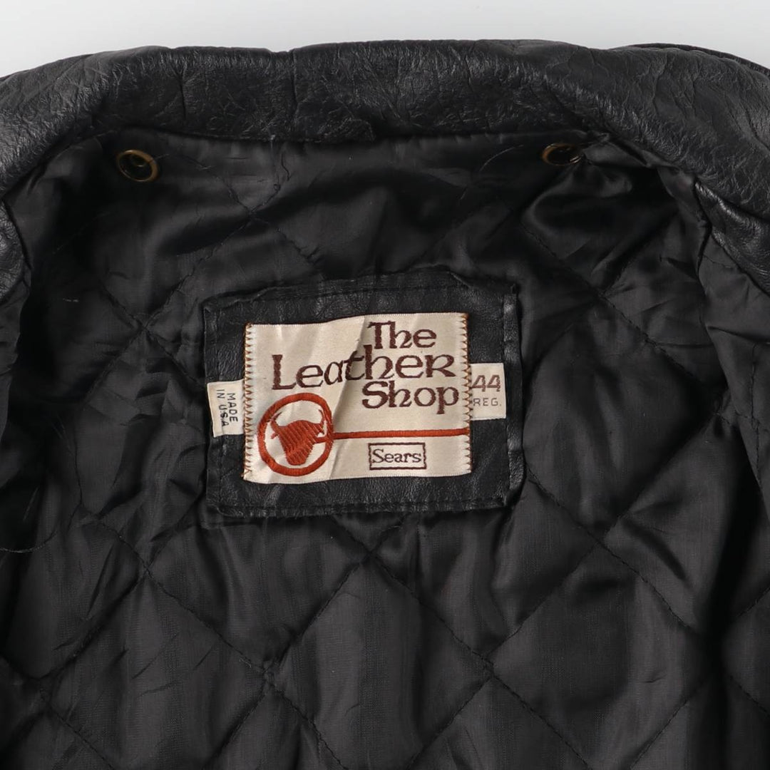 70'S Sears THE LEARHER SHOP Leather Blouson Type Made in USA Men's L Size Vintage unknown black type Vintage Second Hand