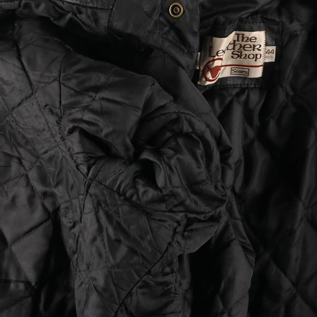 70'S Sears THE LEARHER SHOP Leather Blouson Type Made in USA Men's L Size Vintage unknown black type Vintage Second Hand