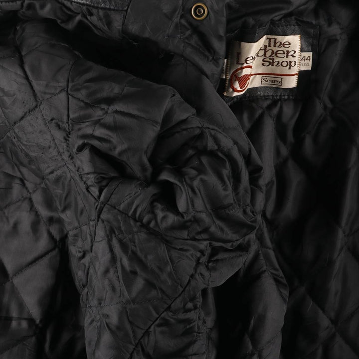 70'S Sears THE LEARHER SHOP Leather Blouson Type Made in USA Men's L Size Vintage unknown black type Vintage Second Hand