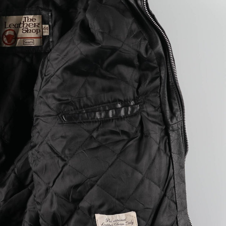 70'S Sears THE LEARHER SHOP Leather Blouson Type Made in USA Men's L Size Vintage unknown black type Vintage Second Hand