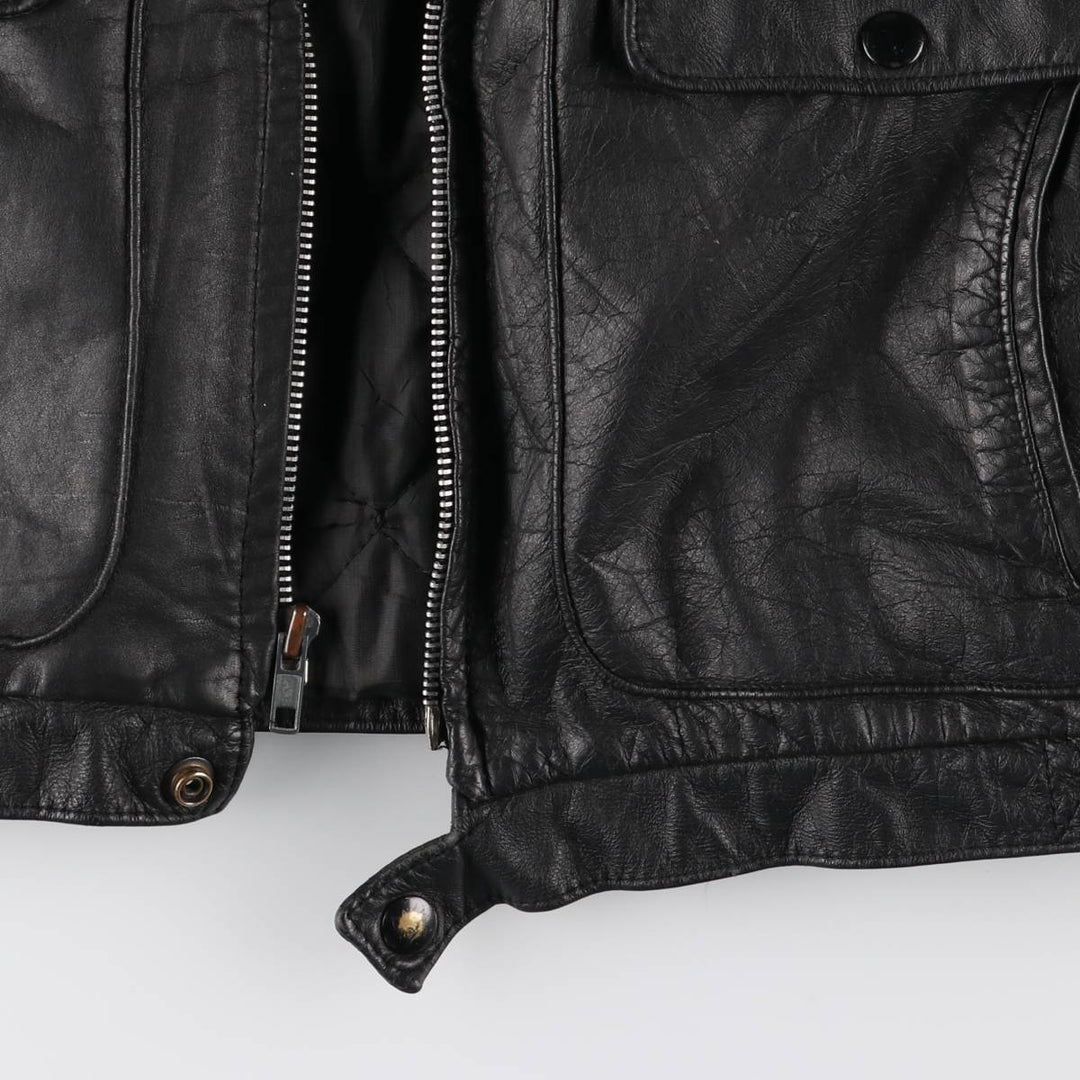 70'S Sears THE LEARHER SHOP Leather Blouson Type Made in USA Men's L Size Vintage unknown black type Vintage Second Hand
