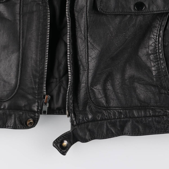 70'S Sears THE LEARHER SHOP Leather Blouson Type Made in USA Men's L Size Vintage unknown black type Vintage Second Hand