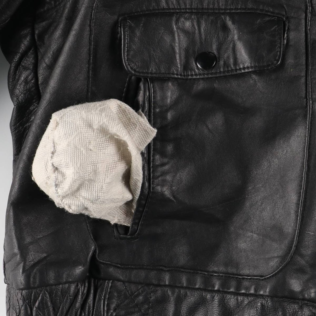 70'S Sears THE LEARHER SHOP Leather Blouson Type Made in USA Men's L Size Vintage unknown black type Vintage Second Hand