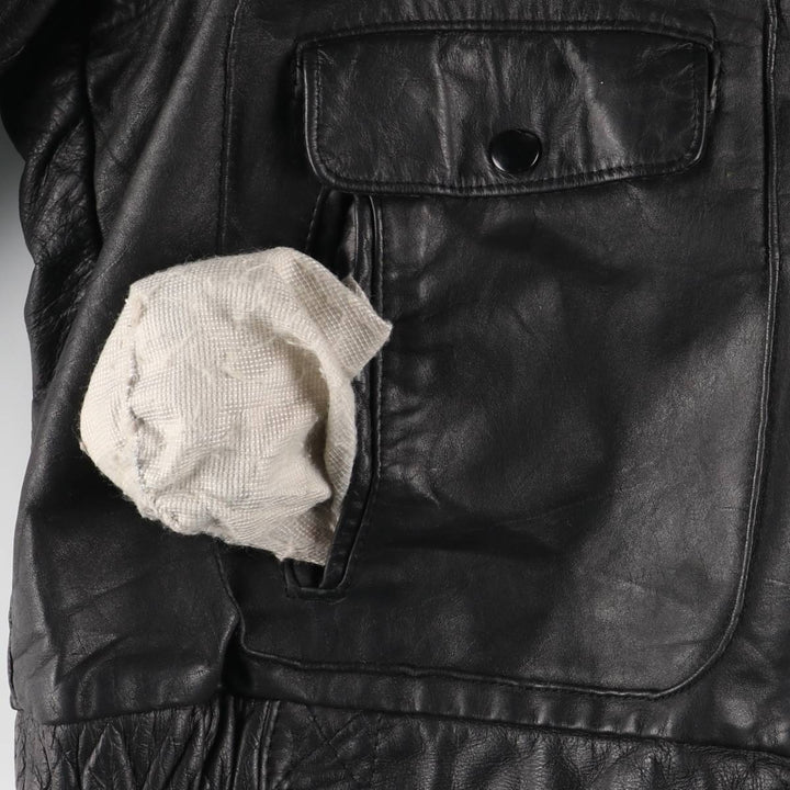70'S Sears THE LEARHER SHOP Leather Blouson Type Made in USA Men's L Size Vintage unknown black type Vintage Second Hand